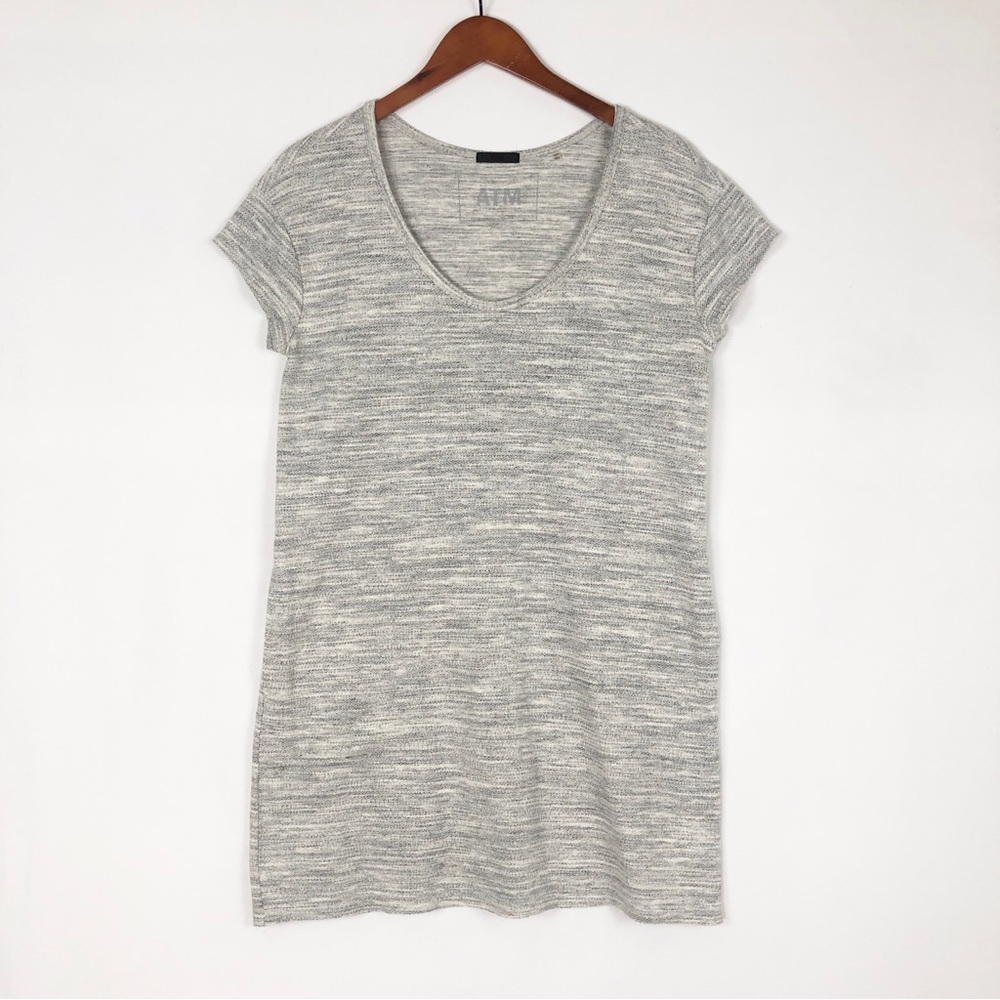 ATM Sweatshirt Dress Stone‎ Blast Size XS Short Sleeve Mini Gray